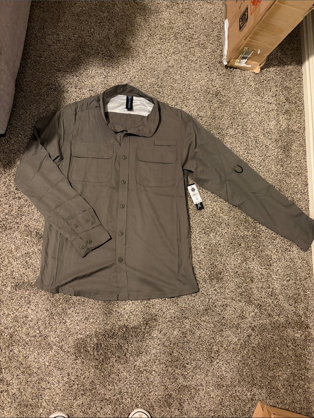 burnside Men's Lightweight Button-Front Shirt Jacket - Olive Green